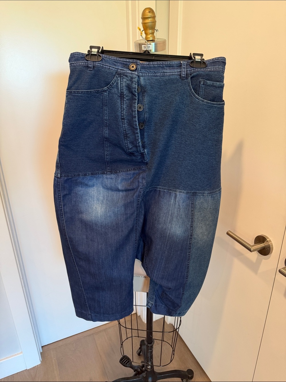 Black Label Women's Cropped Drop Crotch Denim — Dark Blue